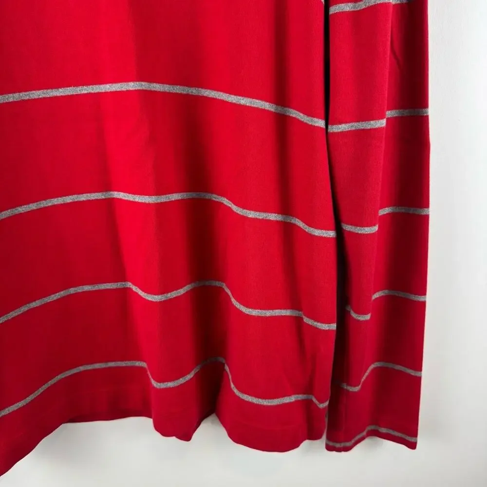 Banana Republic Men's Red Striped Quarter Zip Sweater ~ Large